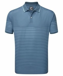 FootJoy Breton Stripe Pique Polo Shirt - Bluestone/Denim/Azure