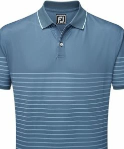 FootJoy Breton Stripe Pique Polo Shirt - Bluestone/Denim/Azure -Second Hand Clubs Sales footjoy breton stripe pique polo shirt bluestone denim azure 3
