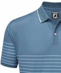 FootJoy Breton Stripe Pique Polo Shirt - Bluestone/Denim/Azure -Second Hand Clubs Sales footjoy breton stripe pique polo shirt bluestone denim azure 5