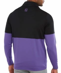 FootJoy Colour Block 1/4 Zip Pullover - Black/Violet -Second Hand Clubs Sales footjoy colour block 14 zip pullover blackviolet 4