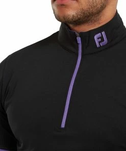 FootJoy Colour Block 1/4 Zip Pullover - Black/Violet -Second Hand Clubs Sales footjoy colour block 14 zip pullover blackviolet 5