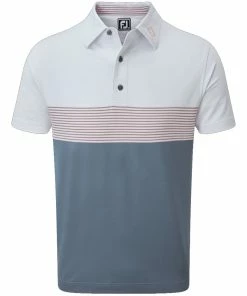 FootJoy Colour Block Pique Polo Shirt - White/Graphite/Quartz Pink