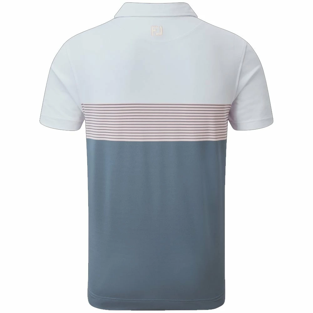 FootJoy Colour Block Pique Polo Shirt - White/Graphite/Quartz Pink 4 FootJoy Colour Block Pique Polo Shirt - White/Graphite/Quartz Pink - Image 2