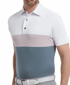 FootJoy Colour Block Pique Polo Shirt - White/Graphite/Quartz Pink 9 FootJoy Colour Block Pique Polo Shirt - White/Graphite/Quartz Pink -Second Hand Clubs Sales footjoy colour block pique polo shirt whitegraphitequartzpink 3