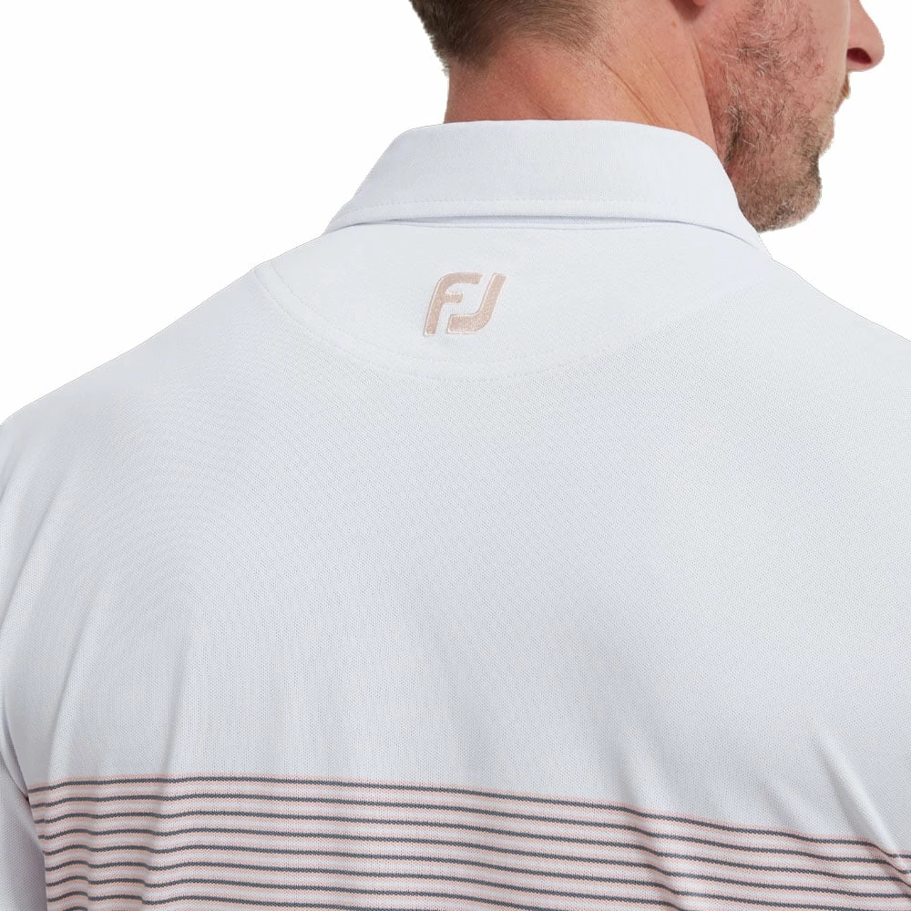 FootJoy Colour Block Pique Polo Shirt - White/Graphite/Quartz Pink 7 FootJoy Colour Block Pique Polo Shirt - White/Graphite/Quartz Pink - Image 5