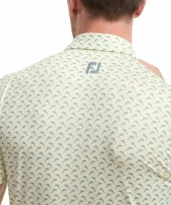 FootJoy Dolphins Print Lisle Polo Shirt - Lemonade/Dove Grey -Second Hand Clubs Sales footjoy dolphins print lisle polo shirt lemonadedovegrey 5