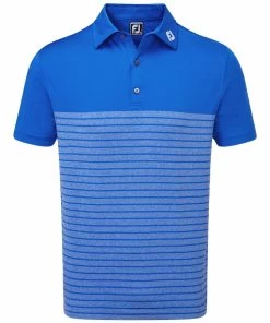 FootJoy Engineered Heather Striped Lisle Polo Shirt - Royal