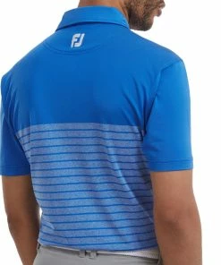 FootJoy Engineered Heather Striped Lisle Polo Shirt - Royal -Second Hand Clubs Sales footjoy engineered heather striped lisle polo shirt royal 4