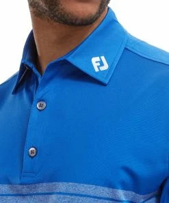 FootJoy Engineered Heather Striped Lisle Polo Shirt - Royal -Second Hand Clubs Sales footjoy engineered heather striped lisle polo shirt royal 5