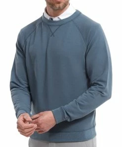 FootJoy French Terry Crew Neck Sweater - Heather Ink -Second Hand Clubs Sales footjoy french terry crew neck sweater heather ink 3