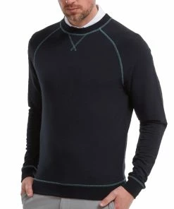 FootJoy French Terry Crew Neck Sweater - Heather Navy -Second Hand Clubs Sales footjoy french terry crew neck sweater heather navy 3