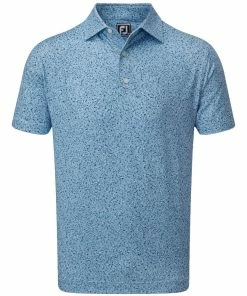 FootJoy Granite Print Lisle Polo Shirt - Dusk Blue/Ink/White