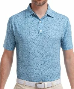 FootJoy Granite Print Lisle Polo Shirt - Dusk Blue/Ink/White -Second Hand Clubs Sales footjoy granite print lisle polo shirt dusk blueinkwhite 3