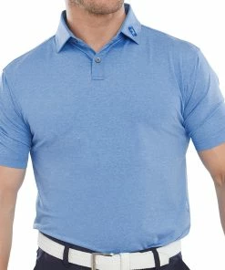 FootJoy Heather Self Collar Polo Shirt - Cobalt -Second Hand Clubs Sales footjoy heather self collar polo shirt cobalt 3