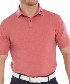 FootJoy Heather Self Collar Polo Shirt - Red 9 FootJoy Heather Self Collar Polo Shirt - Red -Second Hand Clubs Sales footjoy heather self collar polo shirt red 3