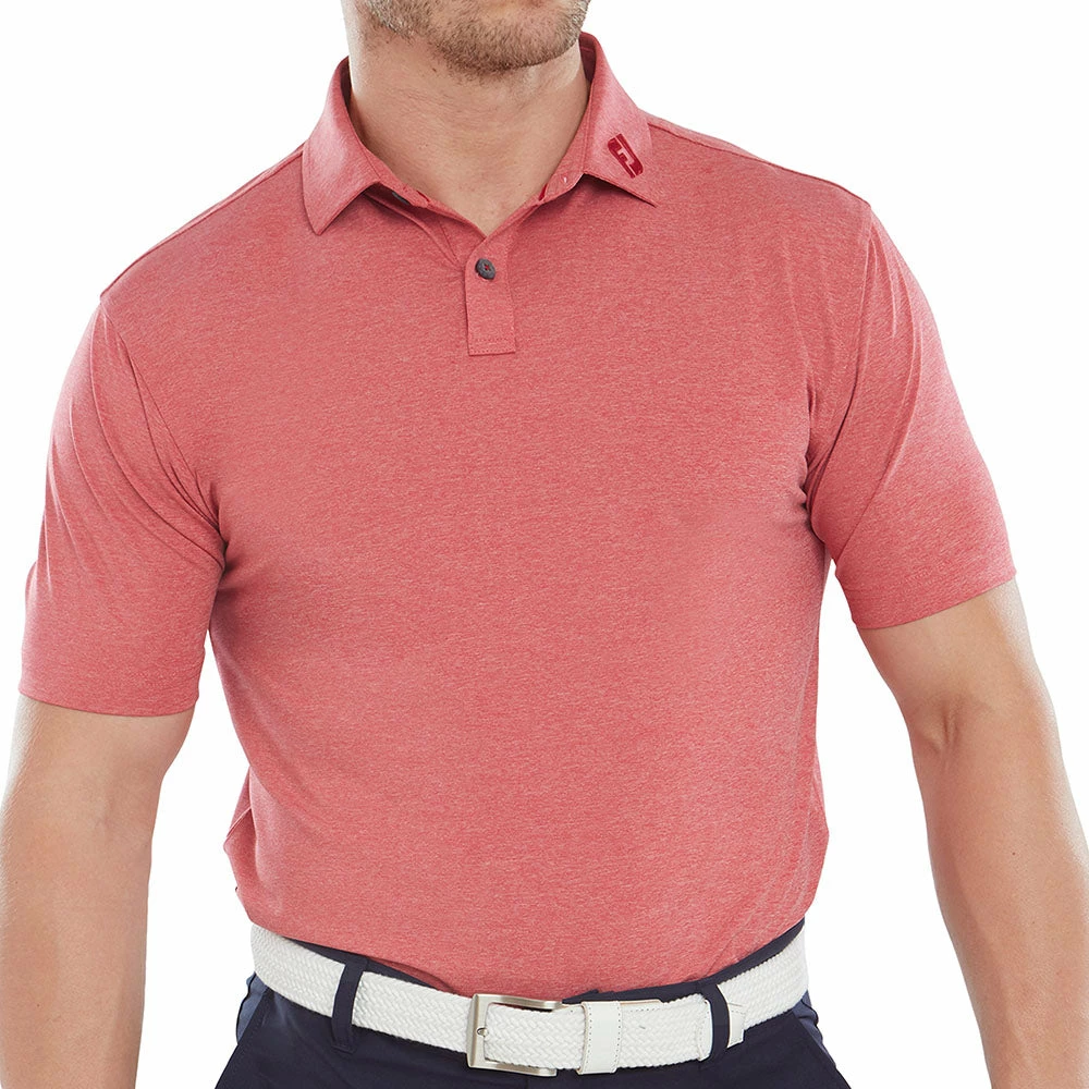 FootJoy Heather Self Collar Polo Shirt - Red 5 FootJoy Heather Self Collar Polo Shirt - Red - Image 3