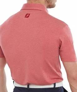 FootJoy Heather Self Collar Polo Shirt - Red 10 FootJoy Heather Self Collar Polo Shirt - Red -Second Hand Clubs Sales footjoy heather self collar polo shirt red 4