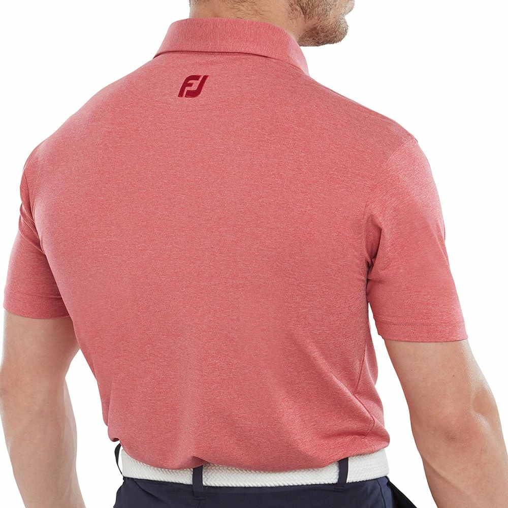 FootJoy Heather Self Collar Polo Shirt - Red 6 FootJoy Heather Self Collar Polo Shirt - Red - Image 4