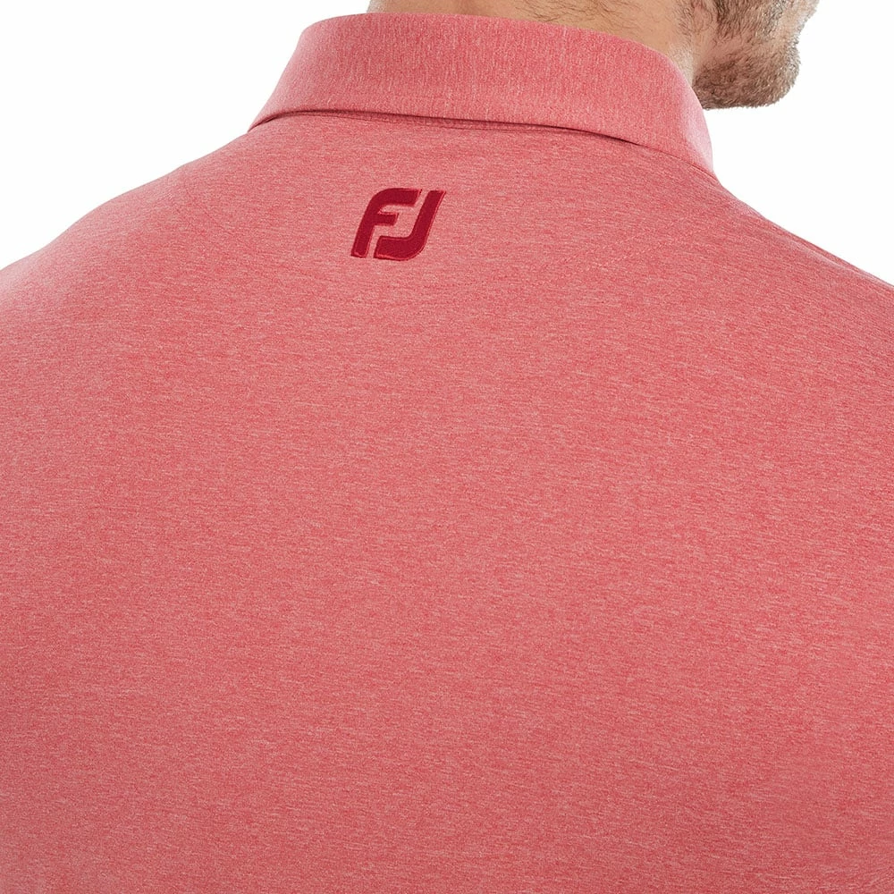 FootJoy Heather Self Collar Polo Shirt - Red 7 FootJoy Heather Self Collar Polo Shirt - Red - Image 5