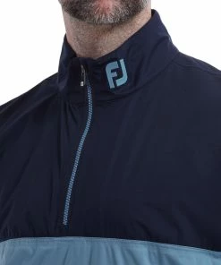 FootJoy HydroKnit 1/2 Zip Waterproof Jacket - Navy/Denim -Second Hand Clubs Sales footjoy hydroknit 12 zip waterproof jacket navy denim 5