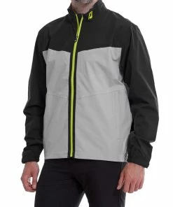 FootJoy HydroLite Waterproof Jacket - Black/Grey/Lime -Second Hand Clubs Sales footjoy hydrolite waterproof jacket black grey lime 2