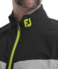 FootJoy HydroLite Waterproof Jacket - Black/Grey/Lime -Second Hand Clubs Sales footjoy hydrolite waterproof jacket black grey lime 5