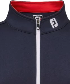 FootJoy Jr Colour Block 1/4 Zip Pullover - Navy/Red -Second Hand Clubs Sales footjoy jr colour block 14 zip pullover navy red 5