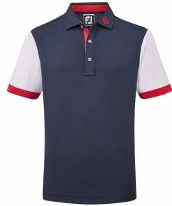 FootJoy Jr Colour Block Polo Shirt - Navy/White