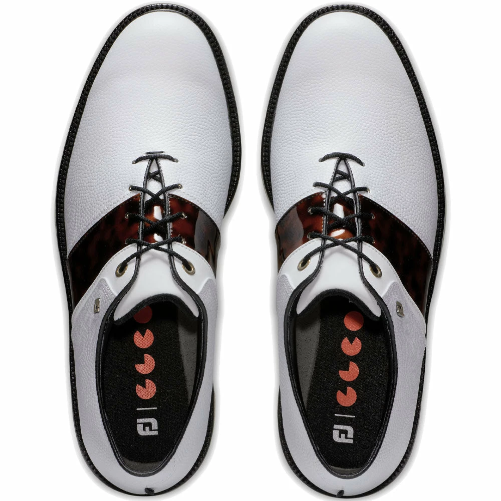 Golf Clearance Online FootJoy Premiere Series Limited Edition Garrett Leight Spiked Shoes - White/Tortoise Packard 6 Golf Clearance Online FootJoy Premiere Series Limited Edition Garrett Leight Spiked Shoes - White/Tortoise Packard - Image 4