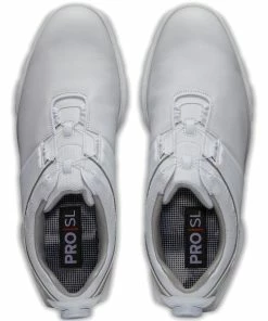 FootJoy Pro SL BOA Spikeless Shoes - White/Grey -Second Hand Clubs Sales footjoy pro sl boa spikeless shoes whitegrey 5