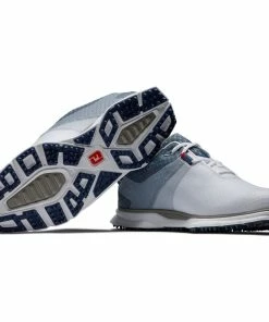 FootJoy Pro SL Sport Waterproof Spikeless Shoes - White/Blue/Navy -Second Hand Clubs Sales footjoy pro sl sport spikeless shoes whitebluenavy 7