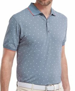 FootJoy Push Play Print Pique Polo Shirt - Graphite/White 9 FootJoy Push Play Print Pique Polo Shirt - Graphite/White -Second Hand Clubs Sales footjoy push play print pique polo shirt graphitewhite 3