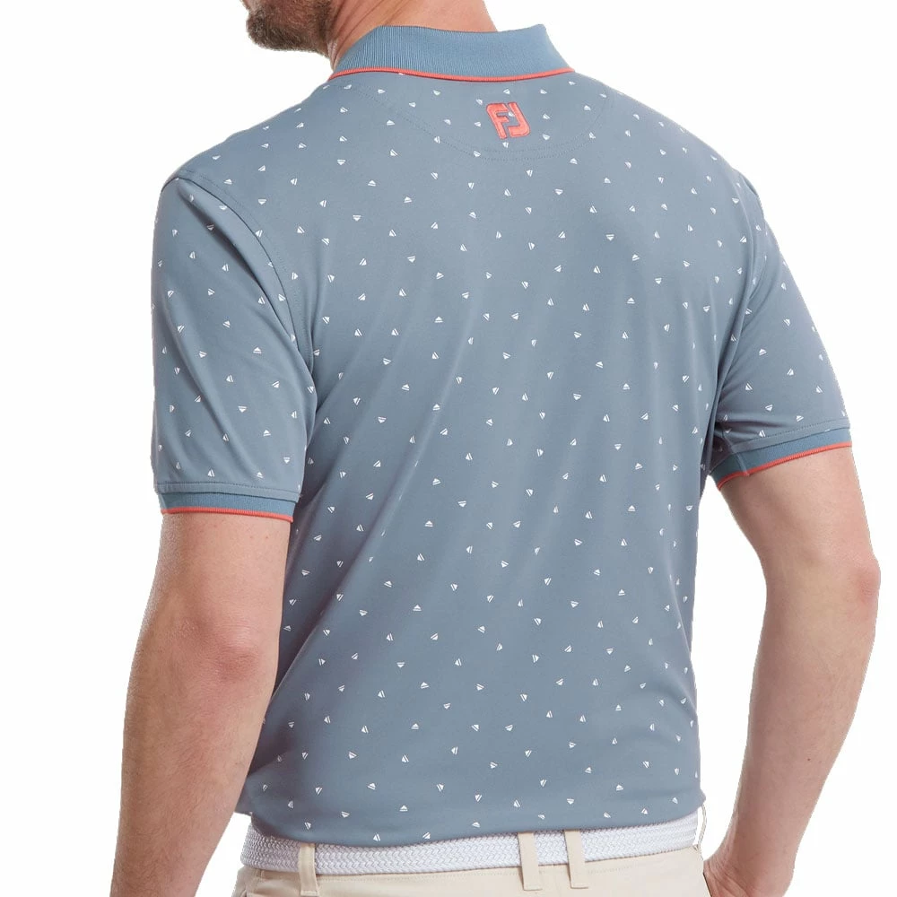 FootJoy Push Play Print Pique Polo Shirt - Graphite/White 6 FootJoy Push Play Print Pique Polo Shirt - Graphite/White - Image 4