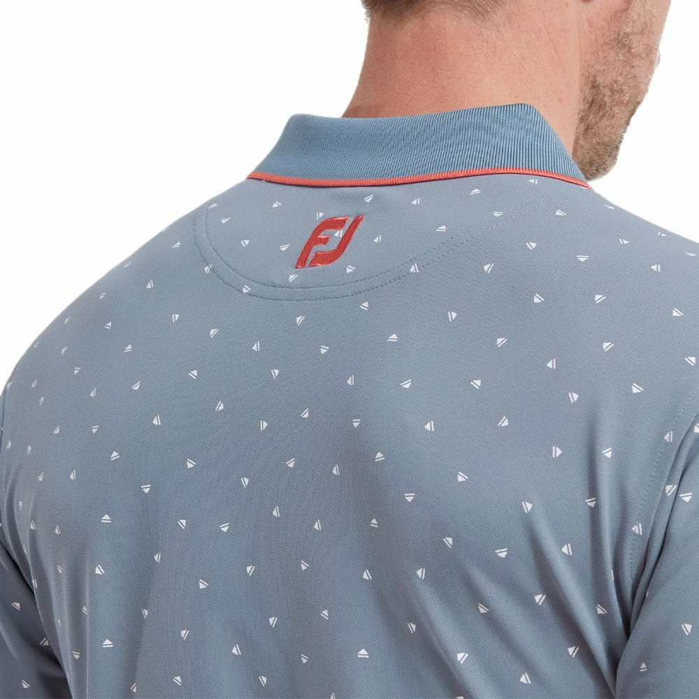 FootJoy Push Play Print Pique Polo Shirt - Graphite/White 7 FootJoy Push Play Print Pique Polo Shirt - Graphite/White - Image 5