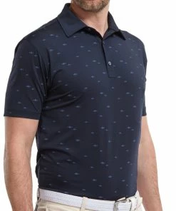 FootJoy School Fish Print Lisle Polo Shirt - Navy -Second Hand Clubs Sales footjoy school fish print lisle polo shirt navy 3
