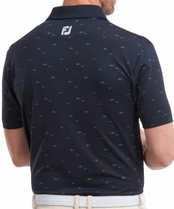 FootJoy School Fish Print Lisle Polo Shirt - Navy -Second Hand Clubs Sales footjoy school fish print lisle polo shirt navy 4
