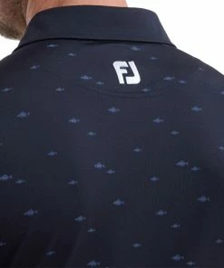 FootJoy School Fish Print Lisle Polo Shirt - Navy -Second Hand Clubs Sales footjoy school fish print lisle polo shirt navy 5