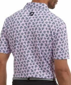 FootJoy Shadow Palm Print Pique Polo Shirt - Lavender/Navy -Second Hand Clubs Sales footjoy shadow palm print pique polo shirt lavender 4