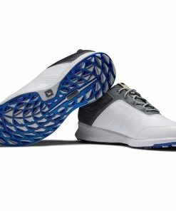 FootJoy Stratos Waterproof Spikeless Shoes - White/Charcoal/Blue -Second Hand Clubs Sales footjoy stratos spikeless shoes whitecharcoalblue 5