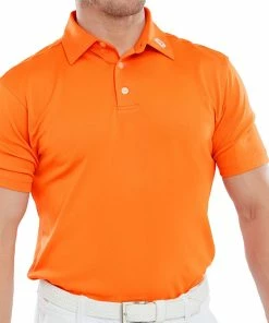 FootJoy Stretch Pique Solid Polo Shirt - Orange -Second Hand Clubs Sales footjoy stretch pique solid polo shirt orange 2