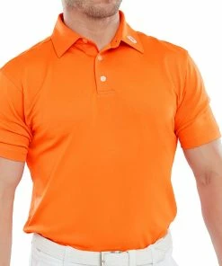FootJoy Stretch Pique Solid Polo Shirt - Orange -Second Hand Clubs Sales footjoy stretch pique solid polo shirt orange 3