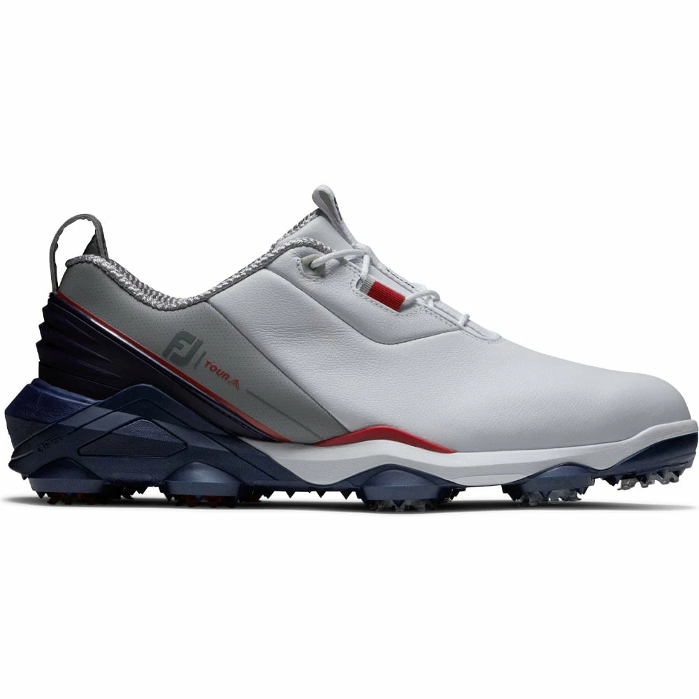 FootJoy Tour Alpha Waterproof Spiked Shoes - White/Navy/Grey 3 FootJoy Tour Alpha Waterproof Spiked Shoes - White/Navy/Grey