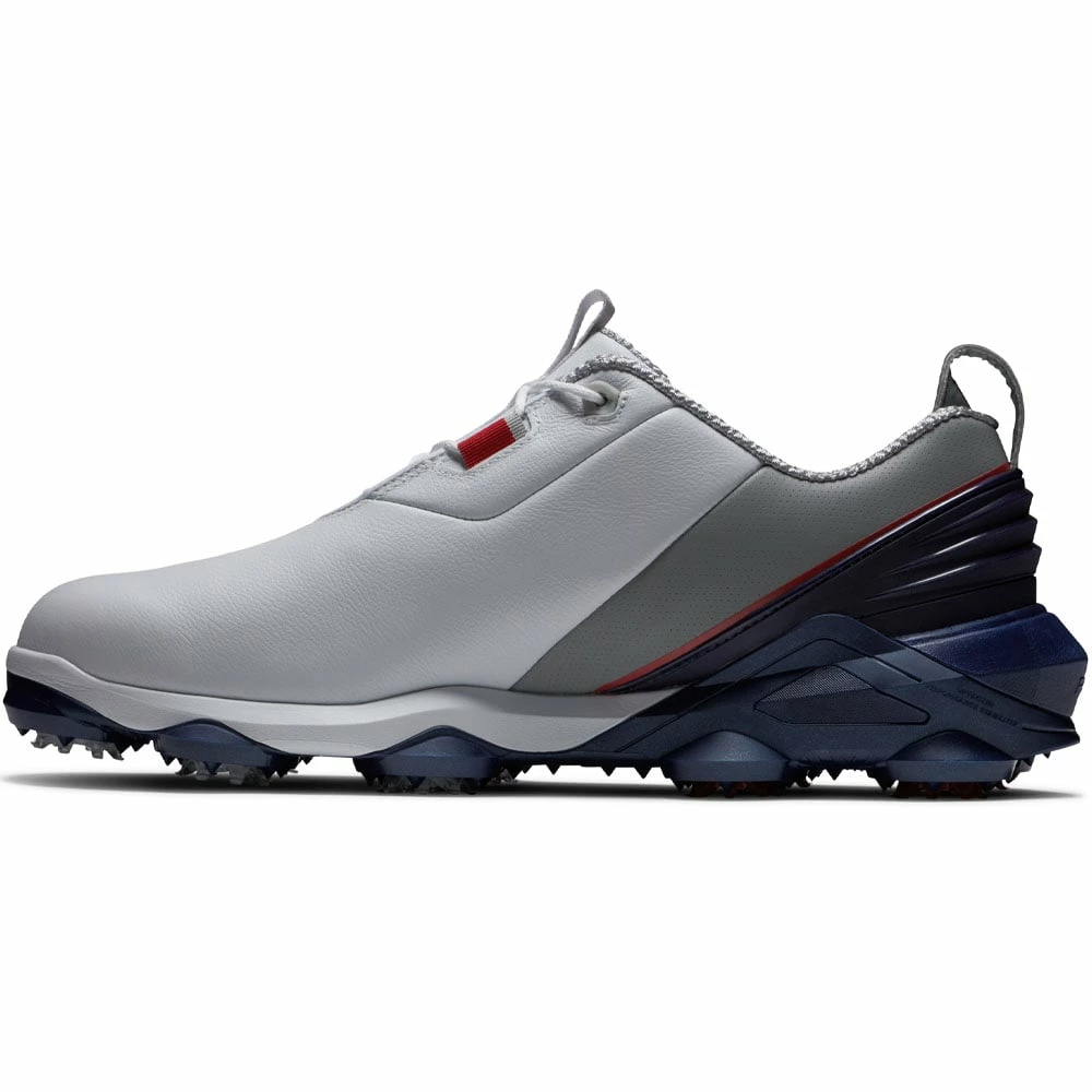 FootJoy Tour Alpha Waterproof Spiked Shoes - White/Navy/Grey 5 FootJoy Tour Alpha Waterproof Spiked Shoes - White/Navy/Grey - Image 3