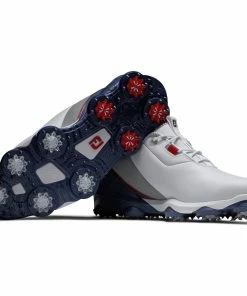 FootJoy Tour Alpha Waterproof Spiked Shoes - White/Navy/Grey 11 FootJoy Tour Alpha Waterproof Spiked Shoes - White/Navy/Grey -Second Hand Clubs Sales footjoy tour alpha spiked shoes whitenavygrey 5
