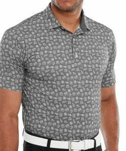 FootJoy Travel Print Polo Shirt - Lava/White -Second Hand Clubs Sales footjoy travel print polo shirt lavawhite 3
