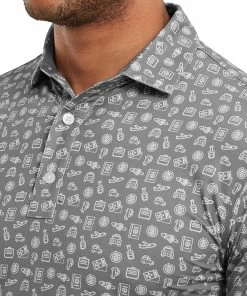 FootJoy Travel Print Polo Shirt - Lava/White -Second Hand Clubs Sales footjoy travel print polo shirt lavawhite 5