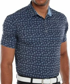 FootJoy Travel Print Polo Shirt - Navy/True Blue -Second Hand Clubs Sales footjoy travel print polo shirt navytrueblue 3