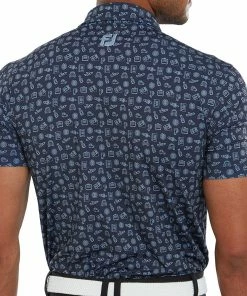 FootJoy Travel Print Polo Shirt - Navy/True Blue -Second Hand Clubs Sales footjoy travel print polo shirt navytrueblue 4