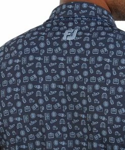 FootJoy Travel Print Polo Shirt - Navy/True Blue -Second Hand Clubs Sales footjoy travel print polo shirt navytrueblue 5