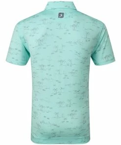FootJoy Tropic Print Polo Shirt - Aqua Surf/Lava 8 FootJoy Tropic Print Polo Shirt - Aqua Surf/Lava -Second Hand Clubs Sales footjoy tropic print polo shirt aquasurflava 2